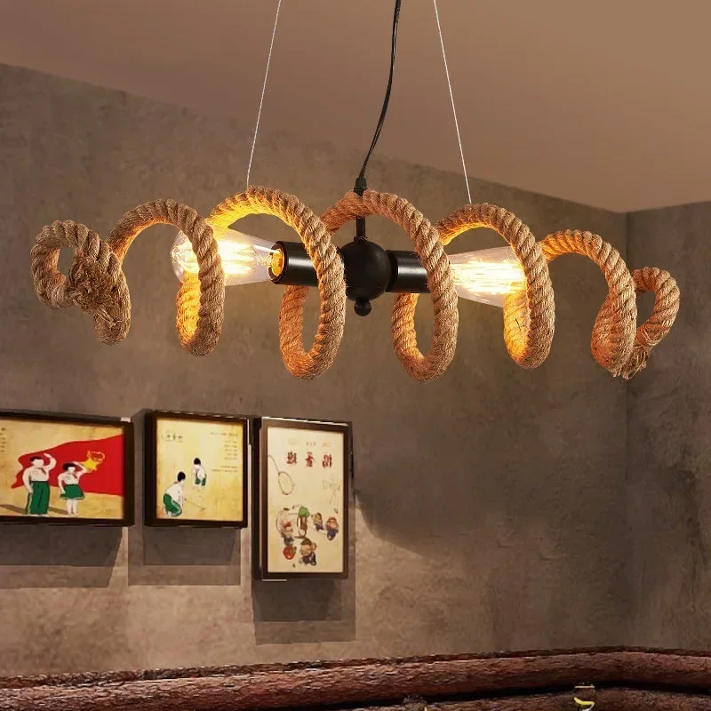 Hemp Rope Chandelier Retro Industrial Lamps Restaurant Dining Room Pendant Lamp Adjustable Hanging Lamp Rope Light E27 DropLight
Hemp Rope Chandelier Retro Industrial Lamps Restaurant Dining Room Pendant Lamp Adjustable Hanging Lamp Rope Light E27 DropLight