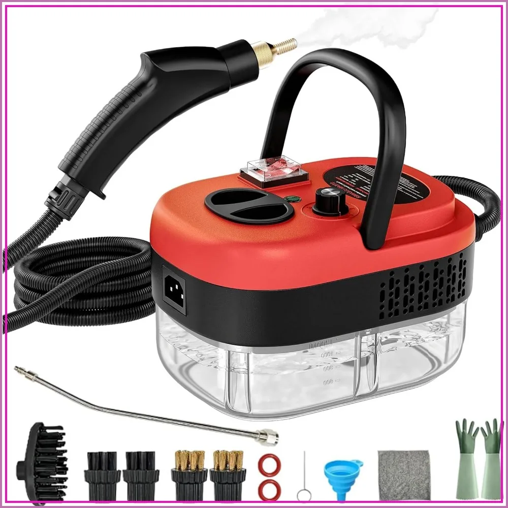 Portable Steam Cleaner with 14pcs Accessories, 6-Level Adjustable, 15s Heat-Up, 2500W for Home, Tile, Grout, Grease, Car Detailing (Red)
Portable Steam Cleaner with 14pcs Accessories, 6-Level Adjustable, 15s Heat-Up, 2500W for Home, Tile, Grout, Grease, Car Detailing (Red)