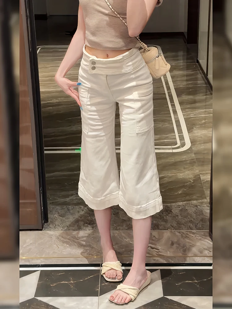 Slim Fit High Waist Bell Bottom Jeans Women's Summer Thin Fashion Pocket Design Seven Inch Mid-Calf High Street Style
Slim Fit High Waist Bell Bottom Jeans Women's Summer Thin Fashion Pocket Design Seven Inch Mid-Calf High Street Style