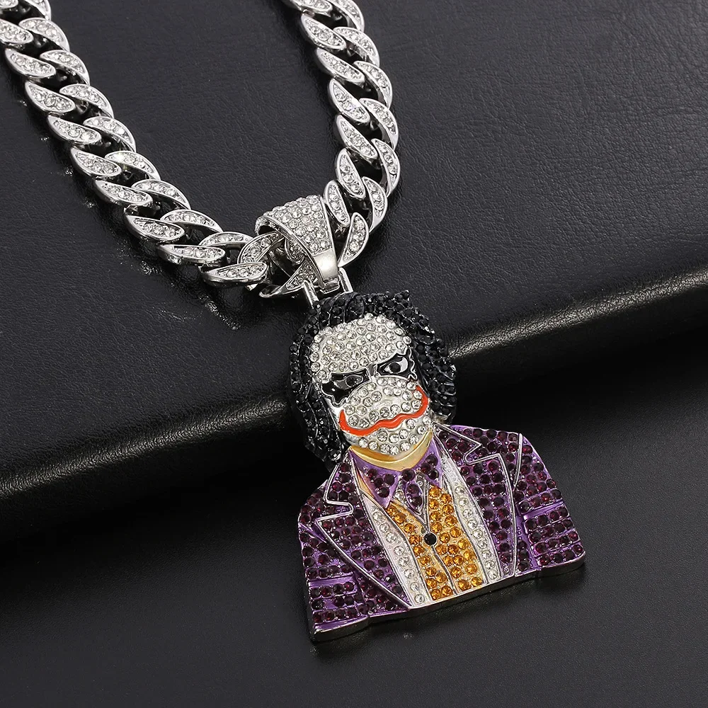 Luxury Necklace for Men Women Hip Hop Iced Out Bling Halloween Clown Pendant Necklace Miami Cuban Link Chain Choker Jewelry Gift
Luxury Necklace for Men Women Hip Hop Iced Out Bling Halloween Clown Pendant Necklace Miami Cuban Link Chain Choker Jewelry Gift