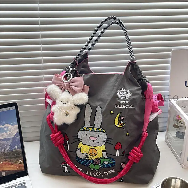 Fashion Ball&chain Rabbit Embroidery Shopping Bag Large Capacity Nylon Environmental Protection Bag Female Fashion Shoulder Bag
Fashion Ball&chain Rabbit Embroidery Shopping Bag Large Capacity Nylon Environmental Protection Bag Female Fashion Shoulder Bag