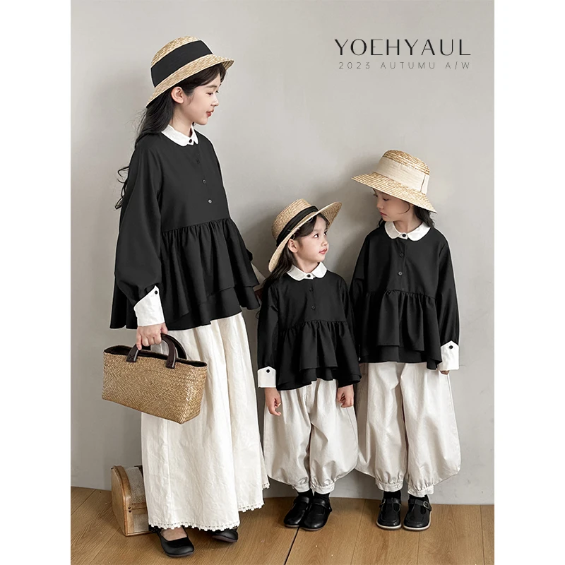 2023 Autumn New Children Black White Contrasting Lotus Leaf Shirt Long Sleeve Girls Top
2023 Autumn New Children Black White Contrasting Lotus Leaf Shirt Long Sleeve Girls Top