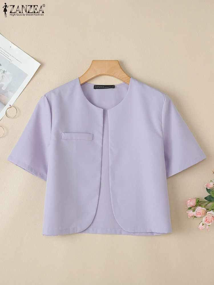 ZANZEA Woman Casual Shirts Short Sleeve Soild Lightweight O-Neck Open-Front Short Cardigans Elegant 2025 Summer Office Wear Tops
ZANZEA Woman Casual Shirts Short Sleeve Soild Lightweight O-Neck Open-Front Short Cardigans Elegant 2025 Summer Office Wear Tops