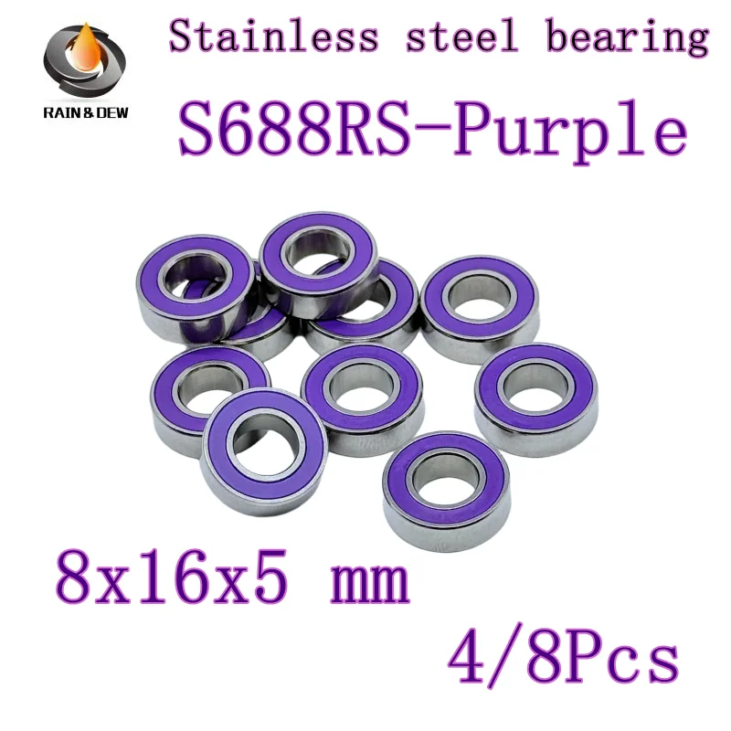 4/8Pcs S688RS Purple Bearing Stainless Steel 8*16*5(mm) Antirust Rubber Sealed High Speed Mechanical Equipment Parts
4/8Pcs S688RS Purple Bearing Stainless Steel 8*16*5(mm) Antirust Rubber Sealed High Speed Mechanical Equipment Parts
