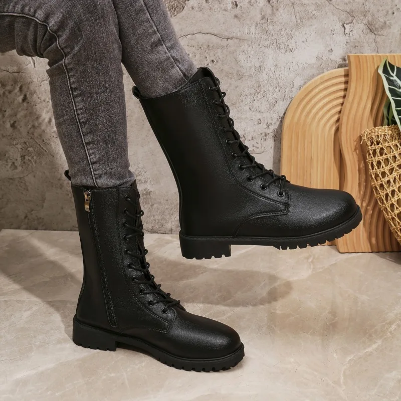 British Style Slim Tall Boots 2025 Spring and Autumn New Zipper Decorated Short Round Toe Platform Sole Fashion Boots for Women
British Style Slim Tall Boots 2025 Spring and Autumn New Zipper Decorated Short Round Toe Platform Sole Fashion Boots for Women