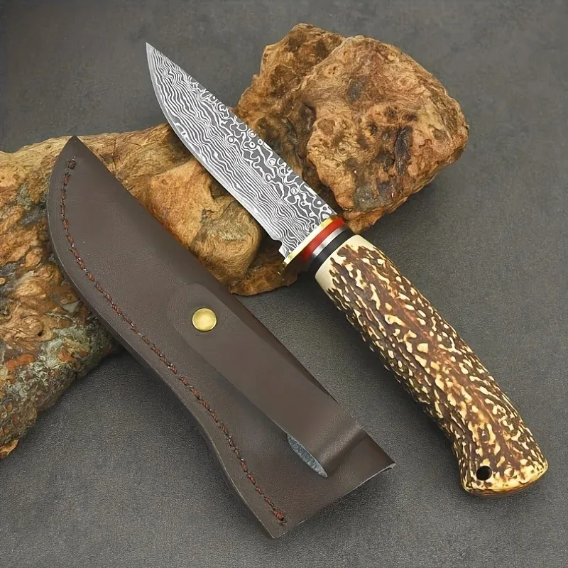 Outdoor Damascus Pattern Knife Sharp Stainless Steel Small Knife for Meat Cutting High Hardness with Bone-Imitation Handle
Outdoor Damascus Pattern Knife Sharp Stainless Steel Small Knife for Meat Cutting High Hardness with Bone-Imitation Handle