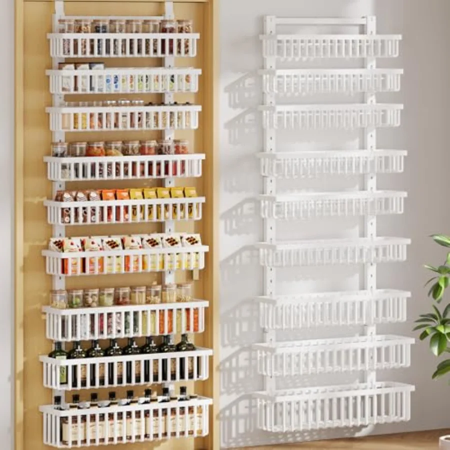 9 Tier Over The Door Pantry Organizer, 2 in 1 Wall Mount or Hanging Spice Rack with Adjustable Deep Basket, Heavy-Duty Seasonin
9 Tier Over The Door Pantry Organizer, 2 in 1 Wall Mount or Hanging Spice Rack with Adjustable Deep Basket, Heavy-Duty Seasonin