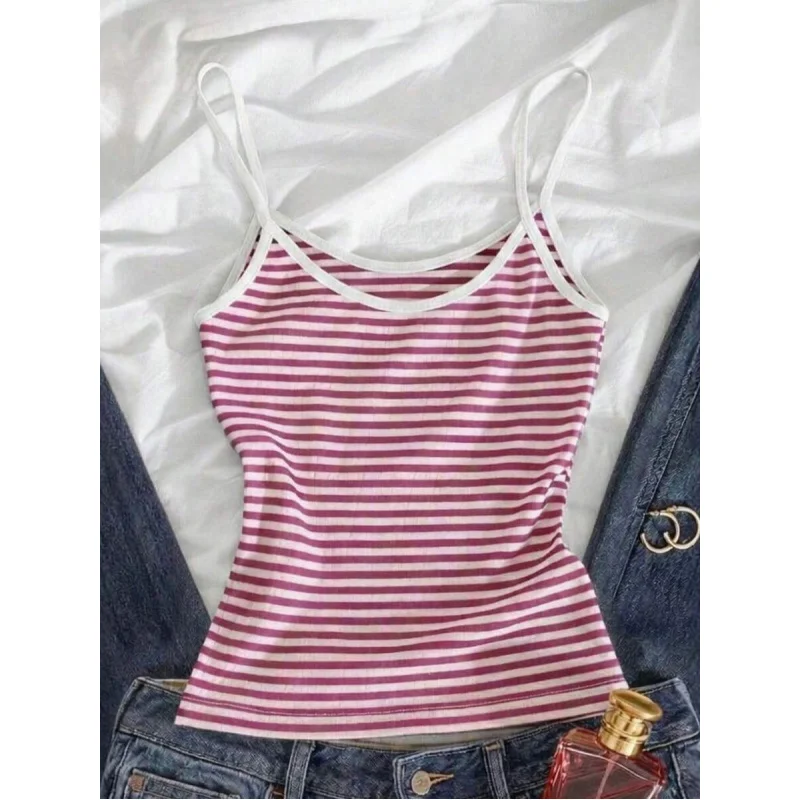 Women Green Striped Cami Top, Spring/Summer Vacation Style
Women Green Striped Cami Top, Spring/Summer Vacation Style