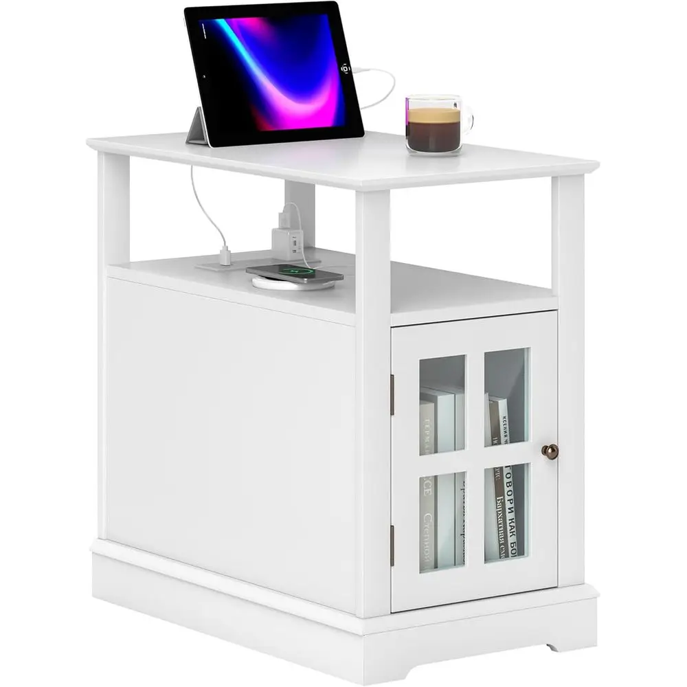 White Living Room Side Table with USB Charging & Hidden Storage
White Living Room Side Table with USB Charging & Hidden Storage