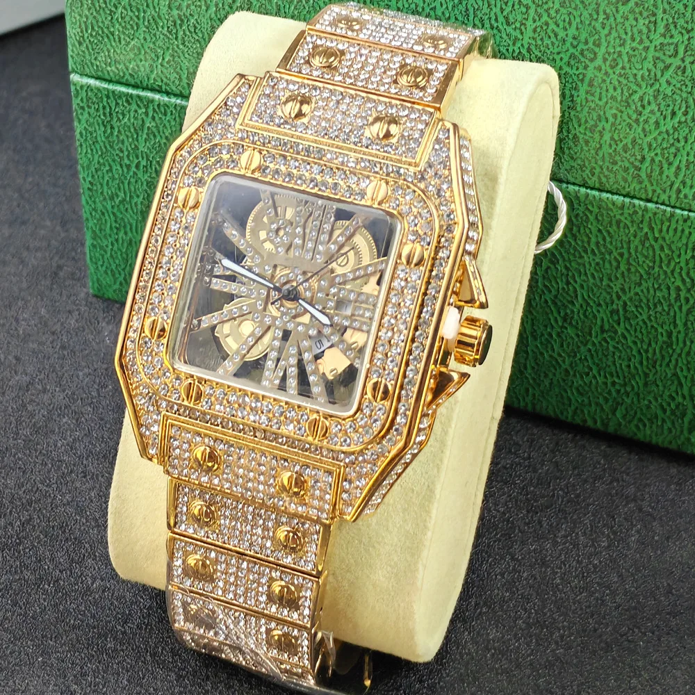High Quality 2026 Hip Hop Iced Out Luxury Bling Fashion Full Diamond Quartz Watch Men Brand Jewelry Square Hollow Man Clock
High Quality 2026 Hip Hop Iced Out Luxury Bling Fashion Full Diamond Quartz Watch Men Brand Jewelry Square Hollow Man Clock