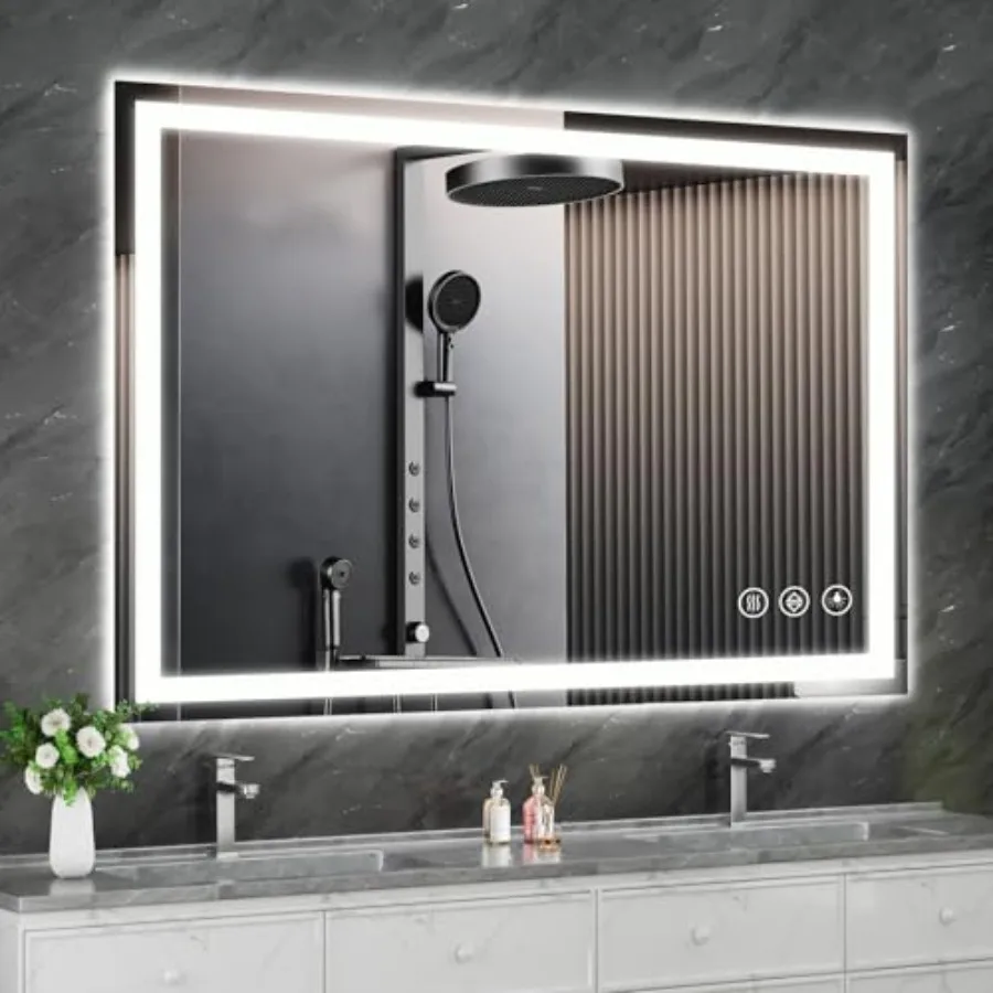 Bathroom LED mirror, shatter-proof tempered glass, white, 90CRI anti-fog with front and backlight for modern bathroom
Bathroom LED mirror, shatter-proof tempered glass, white, 90CRI anti-fog with front and backlight for modern bathroom