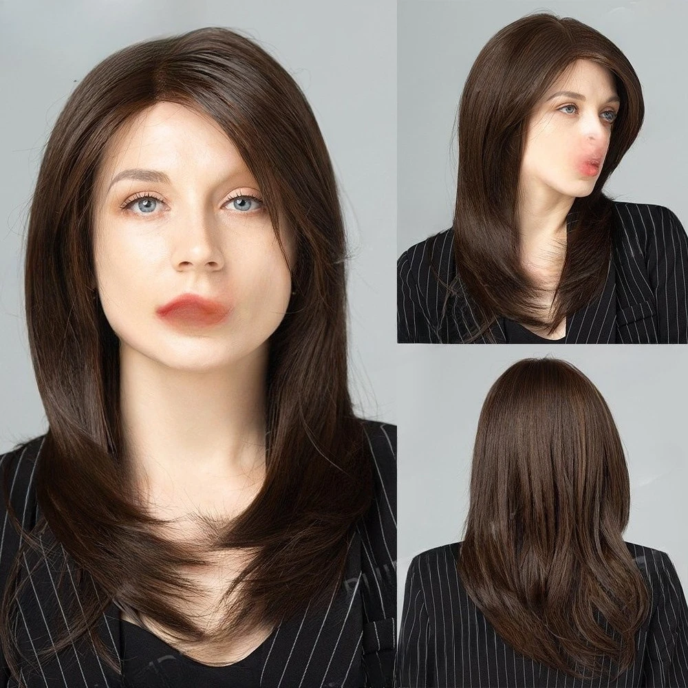 Wig brown lace wig MONO top center randomly sewn medium and long straight hair European beautiful women the elderly imported
Wig brown lace wig MONO top center randomly sewn medium and long straight hair European beautiful women the elderly imported