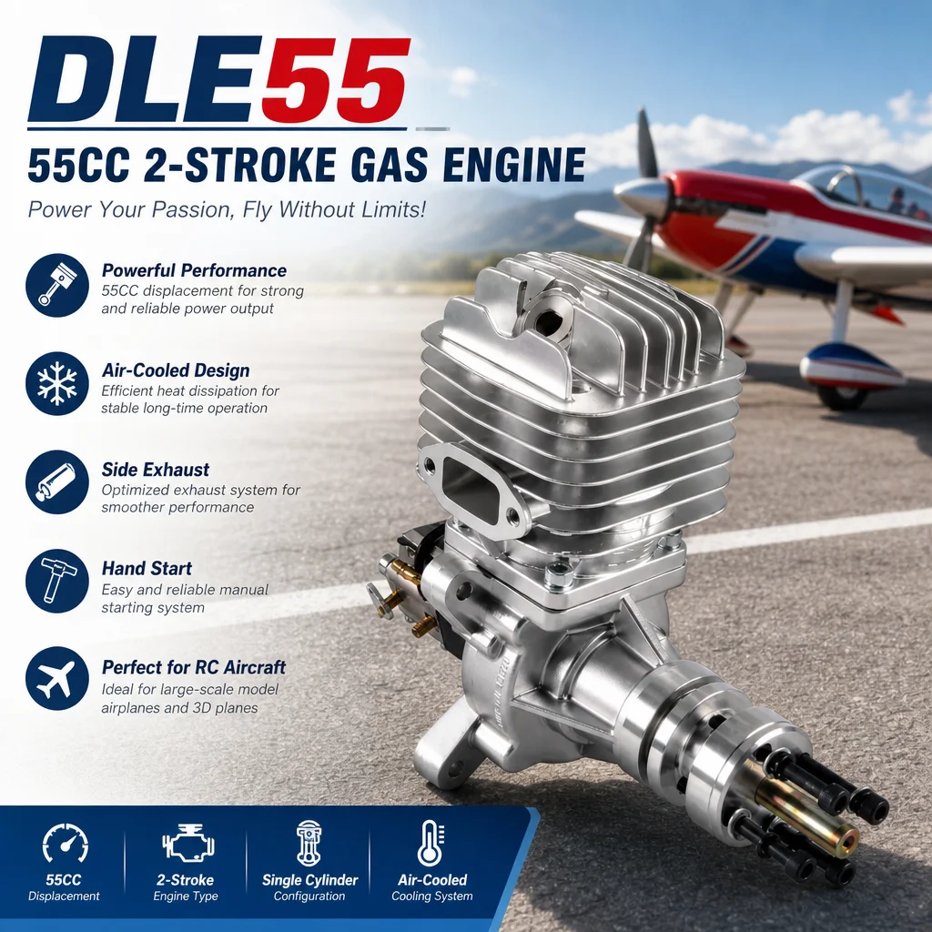 DLE55 RC Gas Engine 55CC 2-Stroke Single Cylinder Side Exhaust Air-Cooled Hand Start Model Aircraft Power System
DLE55 RC Gas Engine 55CC 2-Stroke Single Cylinder Side Exhaust Air-Cooled Hand Start Model Aircraft Power System