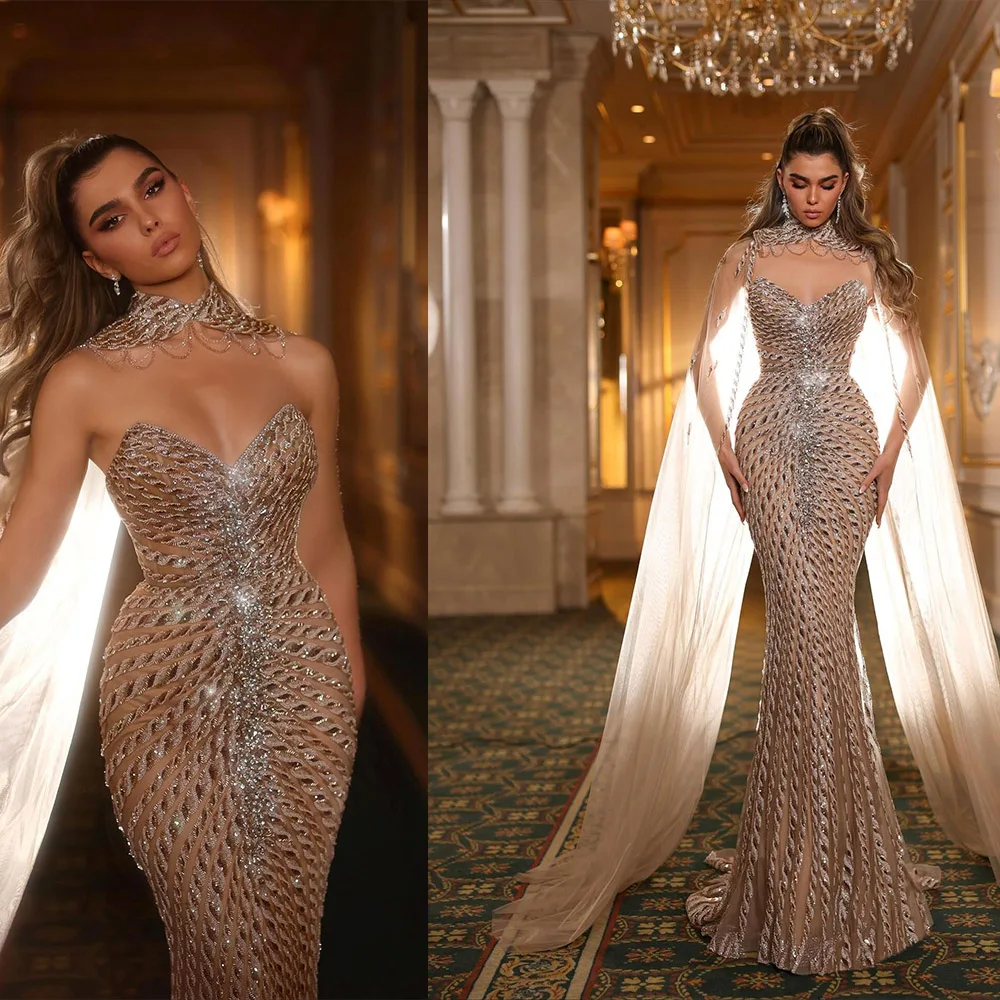 Luxurious Evening Dresses Mermaid Sleeveless Sweetheart Sequins Lace Up Floor Length Prom Dress Vestido De Noite Customized
Luxurious Evening Dresses Mermaid Sleeveless Sweetheart Sequins Lace Up Floor Length Prom Dress Vestido De Noite Customized