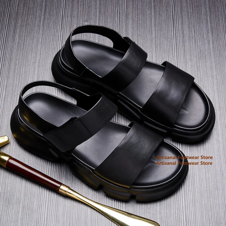 Black Leather Two Strap Platform Chunky Sandals Open Toe Non-Slip Rubber Sole Summer Sandals Trendy Handmade Men's Shoes
Black Leather Two Strap Platform Chunky Sandals Open Toe Non-Slip Rubber Sole Summer Sandals Trendy Handmade Men's Shoes