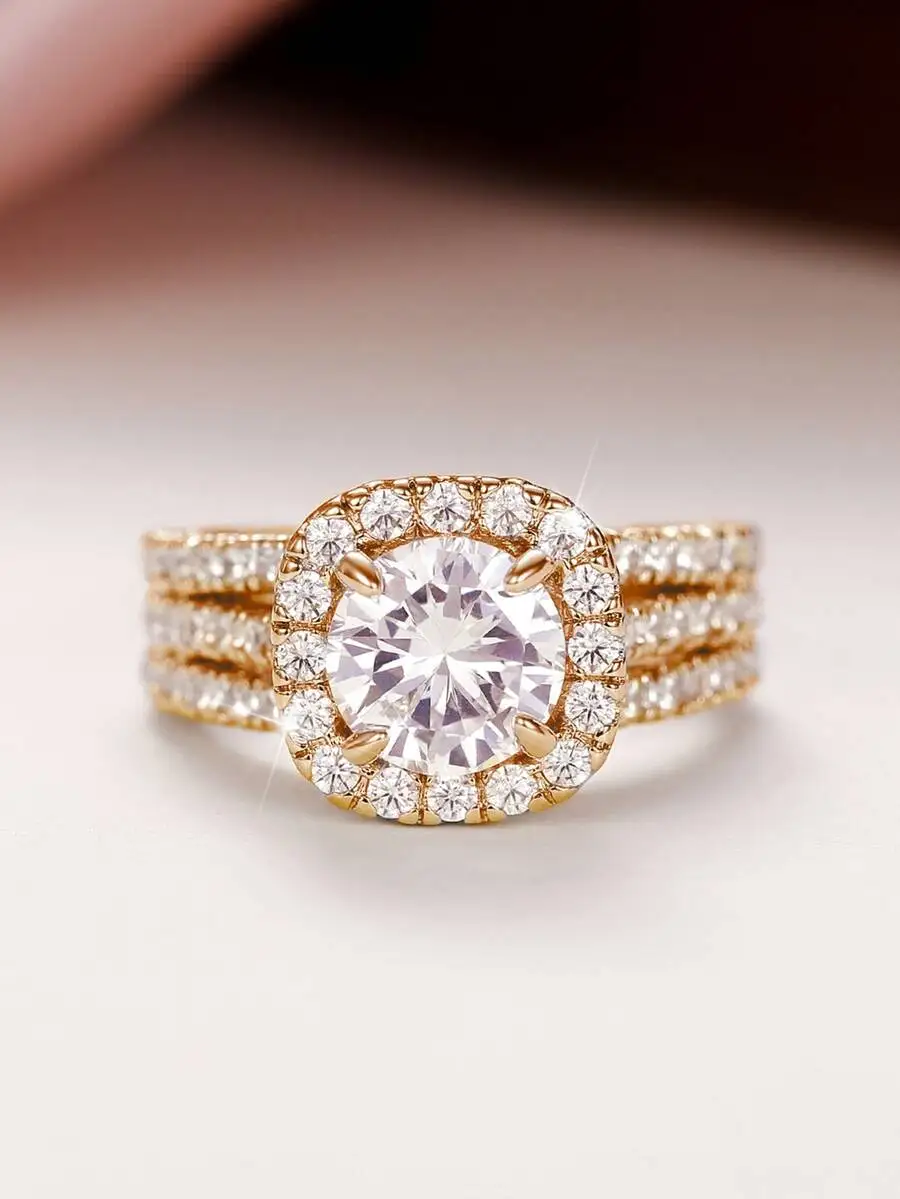 Cubic Zirconia Halo Ring For Women Wedding Engagement Party Jewelry
Cubic Zirconia Halo Ring For Women Wedding Engagement Party Jewelry
