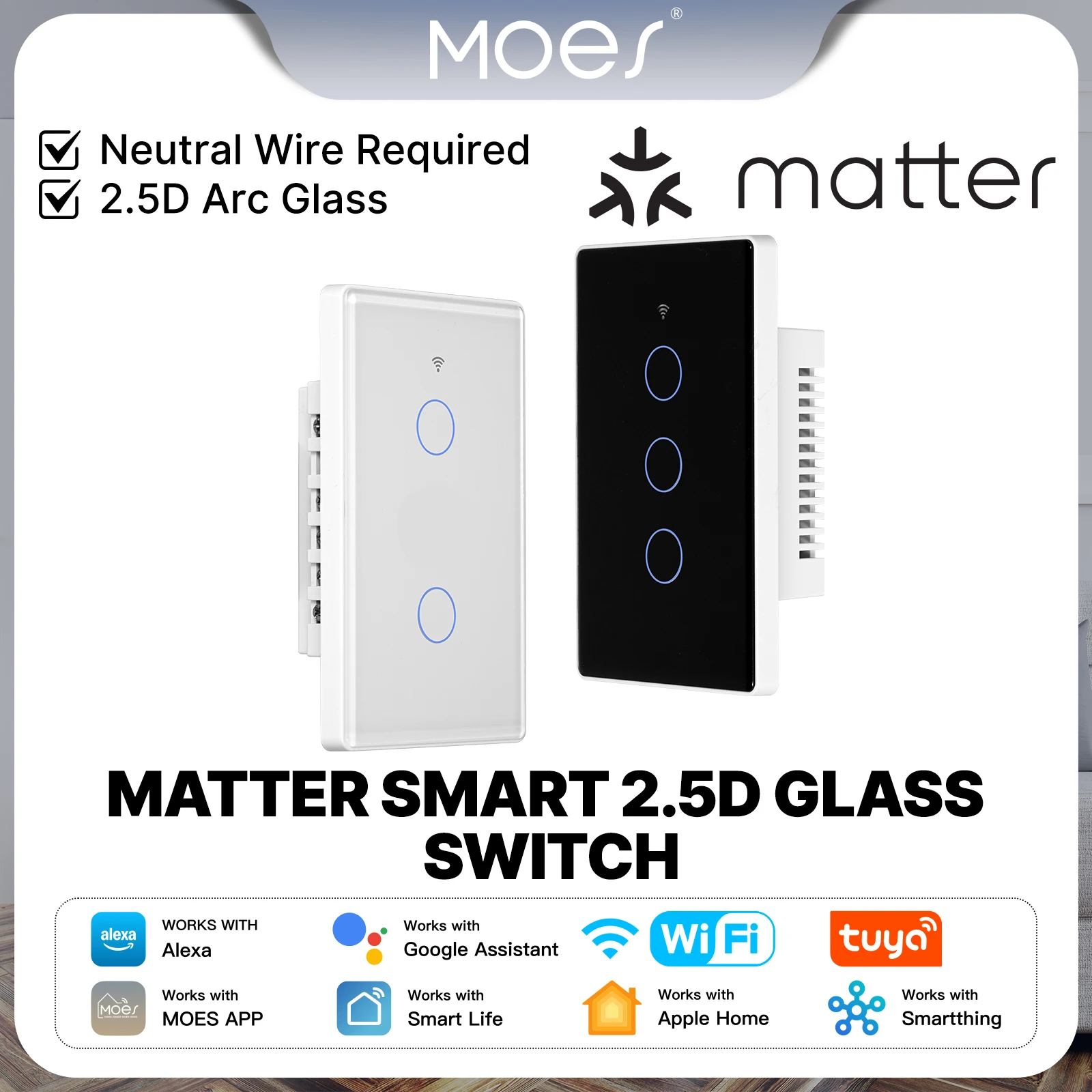 MOES Tuya Matter Smart 2.5D Переключатель Wi-Fi Свет США Версия Нейтральный провод Требуется с Alexa Google Home Apple Homekit Smartthings
MOES Tuya Matter Smart 2.5D Переключатель Wi-Fi Свет США Версия Нейтральный провод Требуется с Alexa Google Home Apple Homekit Smartthings