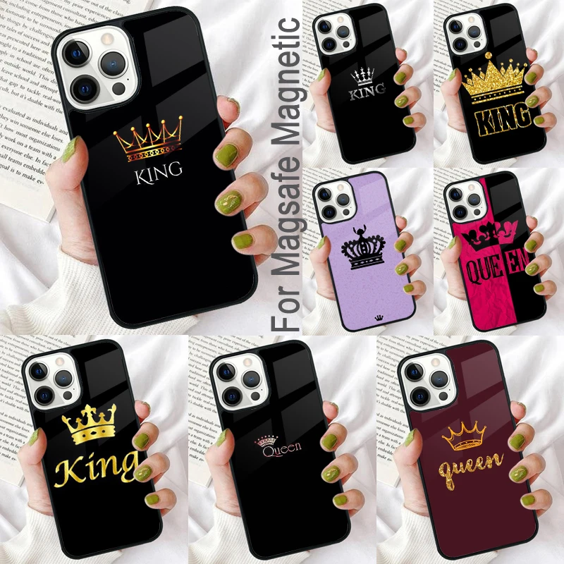Магнитный мягкий чехол для телефона King Queen с короной для iPhone 16 Promax 15 Pro 13 14 Plus 11 12 Mini MagSafe Coque 
Магнитный мягкий чехол для телефона King Queen с короной для iPhone 16 Promax 15 Pro 13 14 Plus 11 12 Mini MagSafe Coque