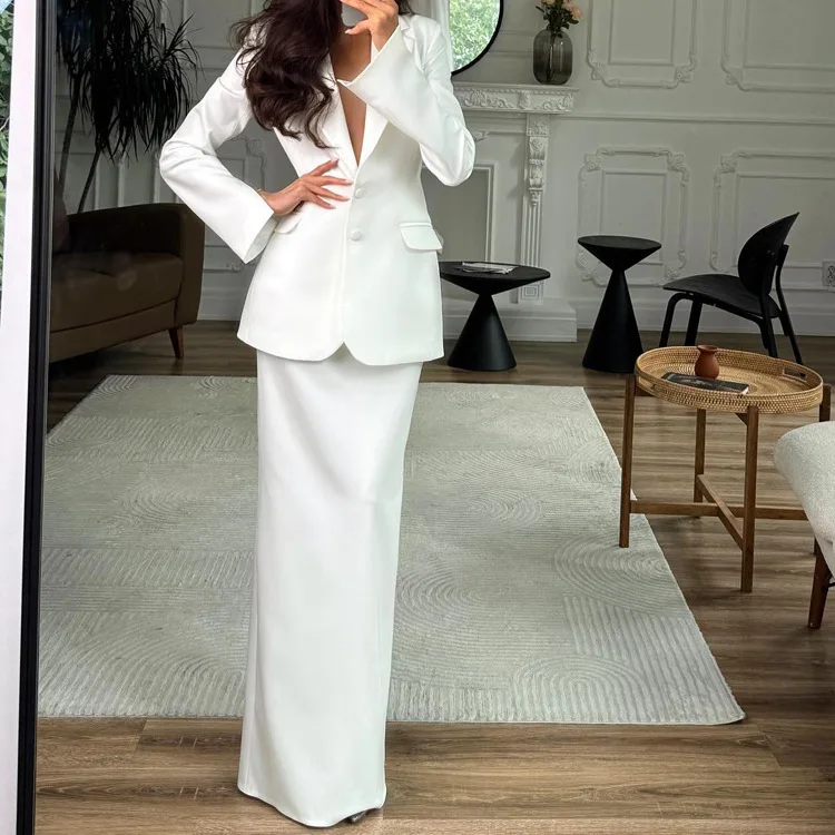 Two Piece Skirt Set Women's Fashion Loose White Top Winter Commuter Lapel Long-Sleeve Blazer Elegant Waist-Fitted Pencil Skirt
Two Piece Skirt Set Women's Fashion Loose White Top Winter Commuter Lapel Long-Sleeve Blazer Elegant Waist-Fitted Pencil Skirt