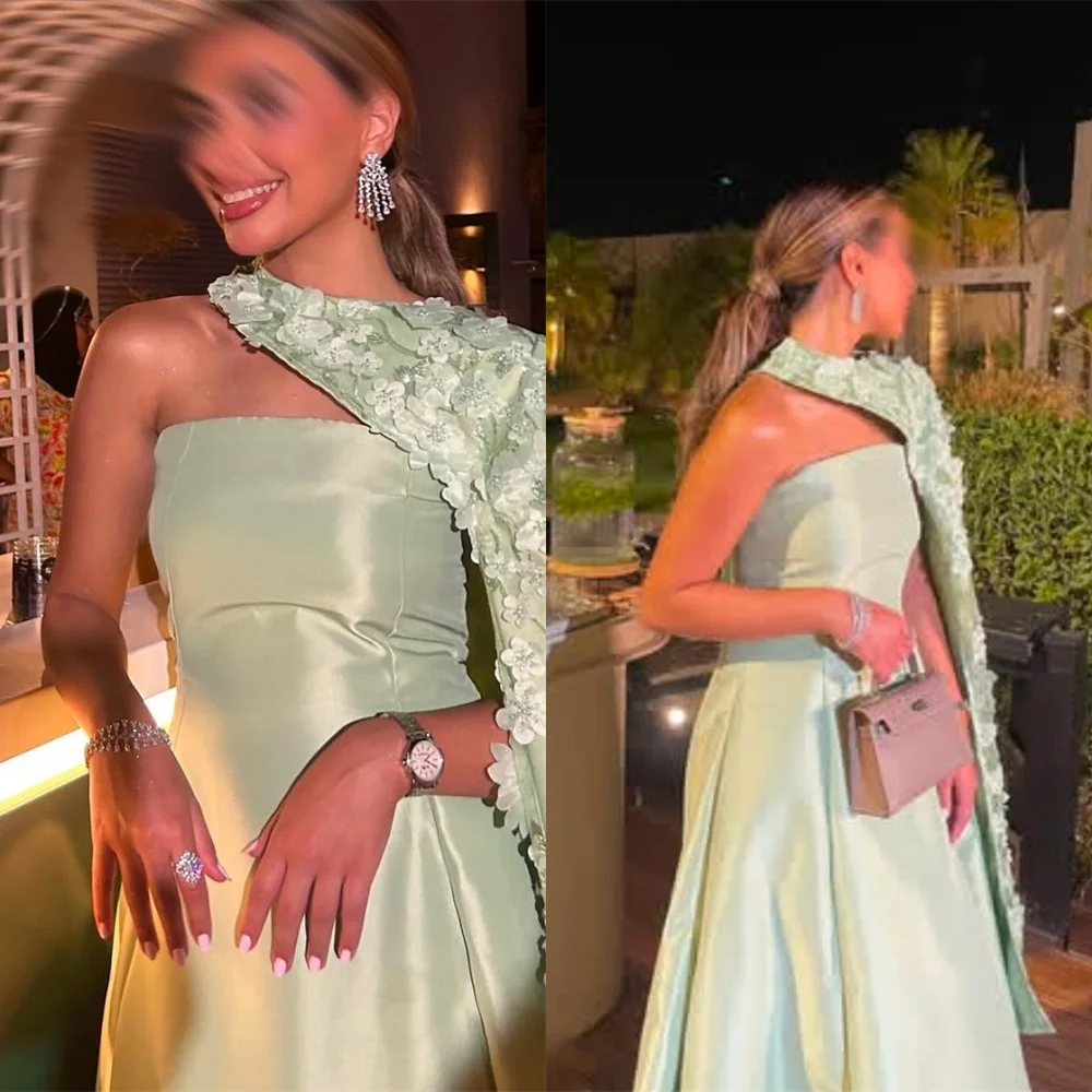 Customized Exquisite Green Satin Evening Dress Elegant Graceful Strapless Halter Shawl Cocktail Dress Delicate Celebrity Gowns
Customized Exquisite Green Satin Evening Dress Elegant Graceful Strapless Halter Shawl Cocktail Dress Delicate Celebrity Gowns