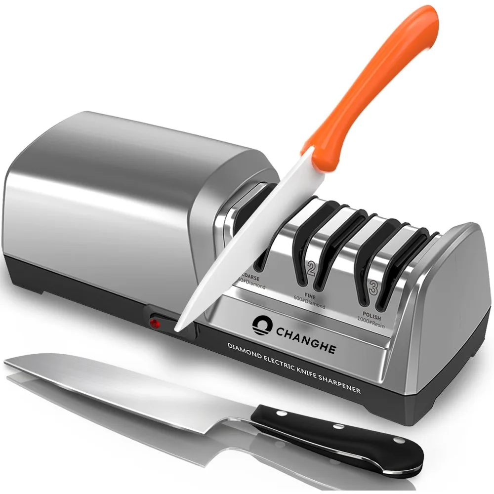 3 Stage Electric Knife Sharpener Diamond Abrasives 15 Degree Angle Guide for Kitchen Knives Sharpening Polishing Steel
3 Stage Electric Knife Sharpener Diamond Abrasives 15 Degree Angle Guide for Kitchen Knives Sharpening Polishing Steel