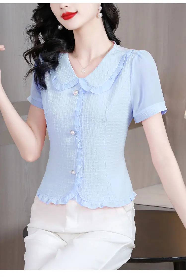 Blouse 3XL Women Spring Summer Blouses Shirts Lady Fashion Casual Short Sleeve Peter Pan Collar Polka Dots Printing Blusas Tops
Blouse 3XL Women Spring Summer Blouses Shirts Lady Fashion Casual Short Sleeve Peter Pan Collar Polka Dots Printing Blusas Tops