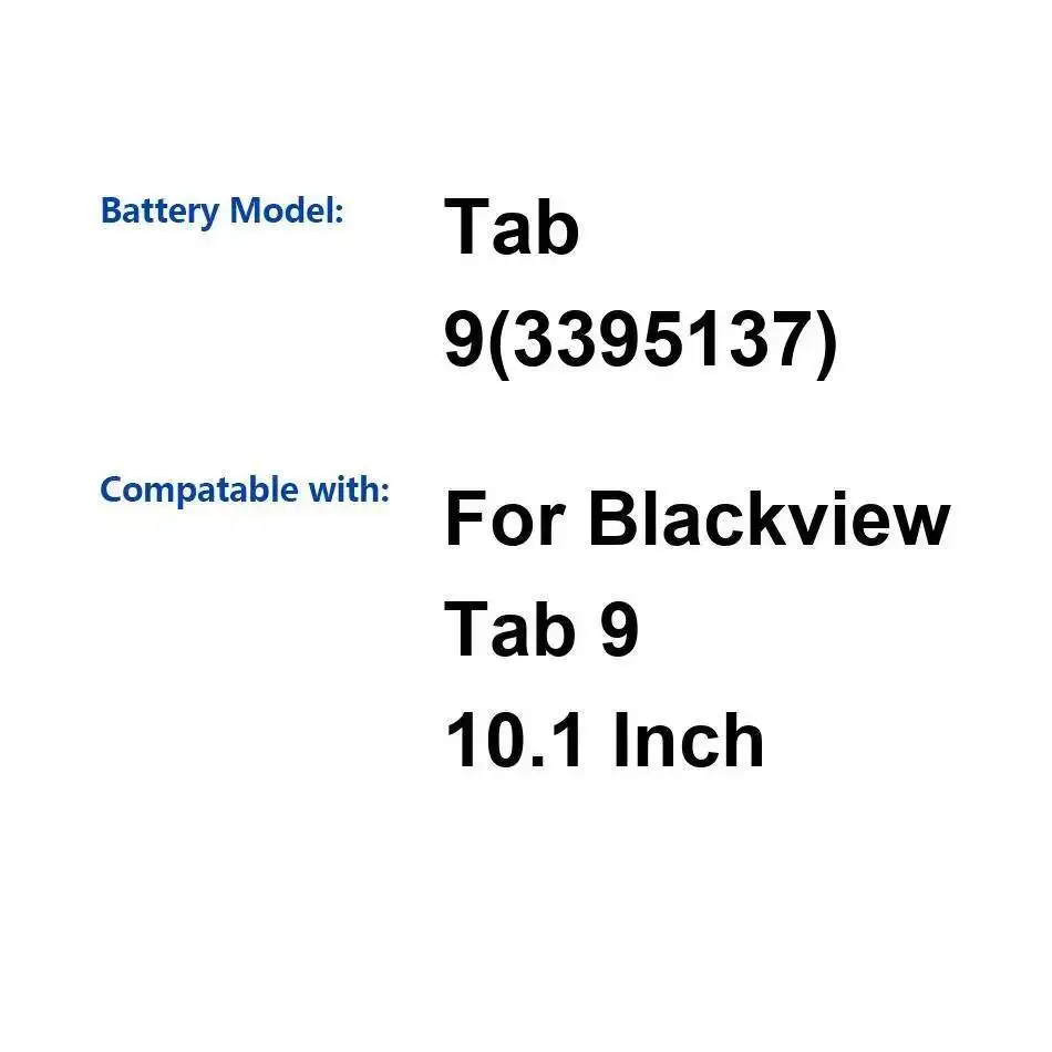 Tablet Battery Lightweight 7480Mah High Capacity For Blackview Tab 9 10.1 Inch 3395137
Tablet Battery Lightweight 7480Mah High Capacity For Blackview Tab 9 10.1 Inch 3395137