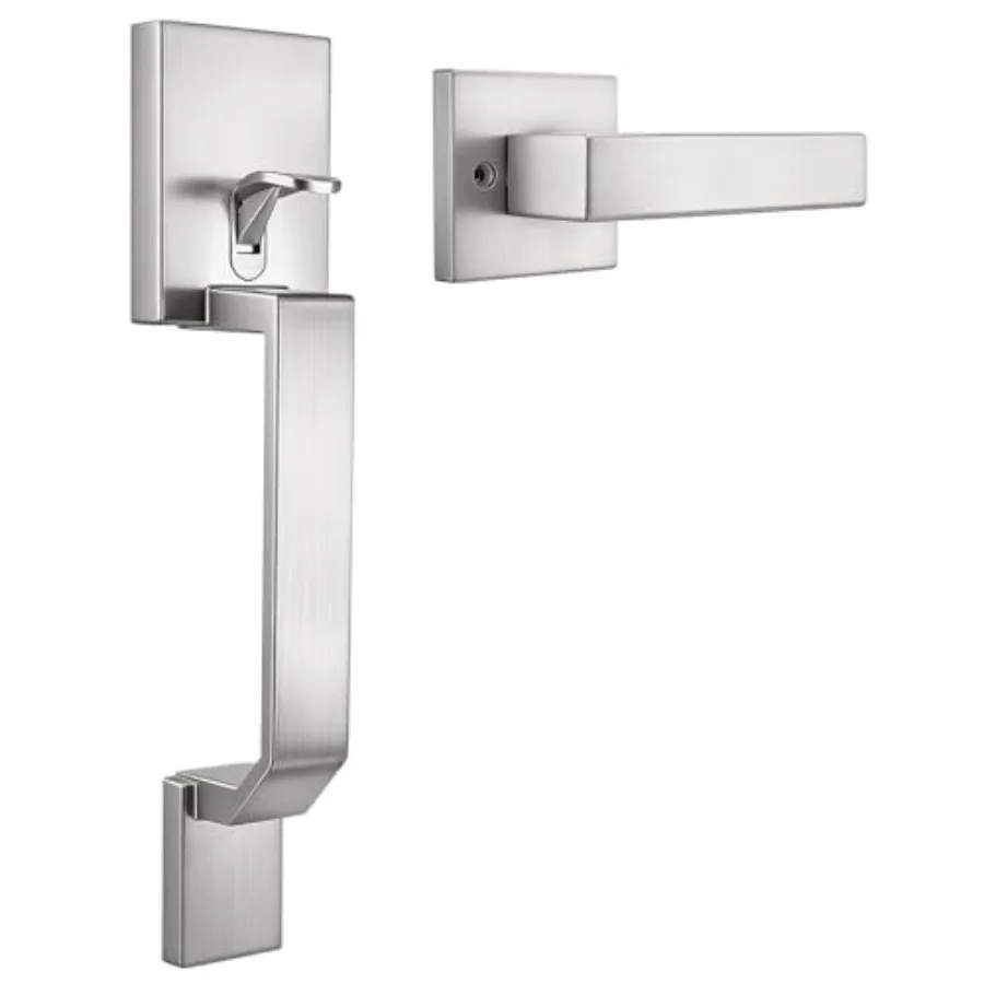 Front, Brushed Nickel Entry Handleset, Single Cylinder Front Only, Reversible for Both Right and Left Door
Front, Brushed Nickel Entry Handleset, Single Cylinder Front Only, Reversible for Both Right and Left Door