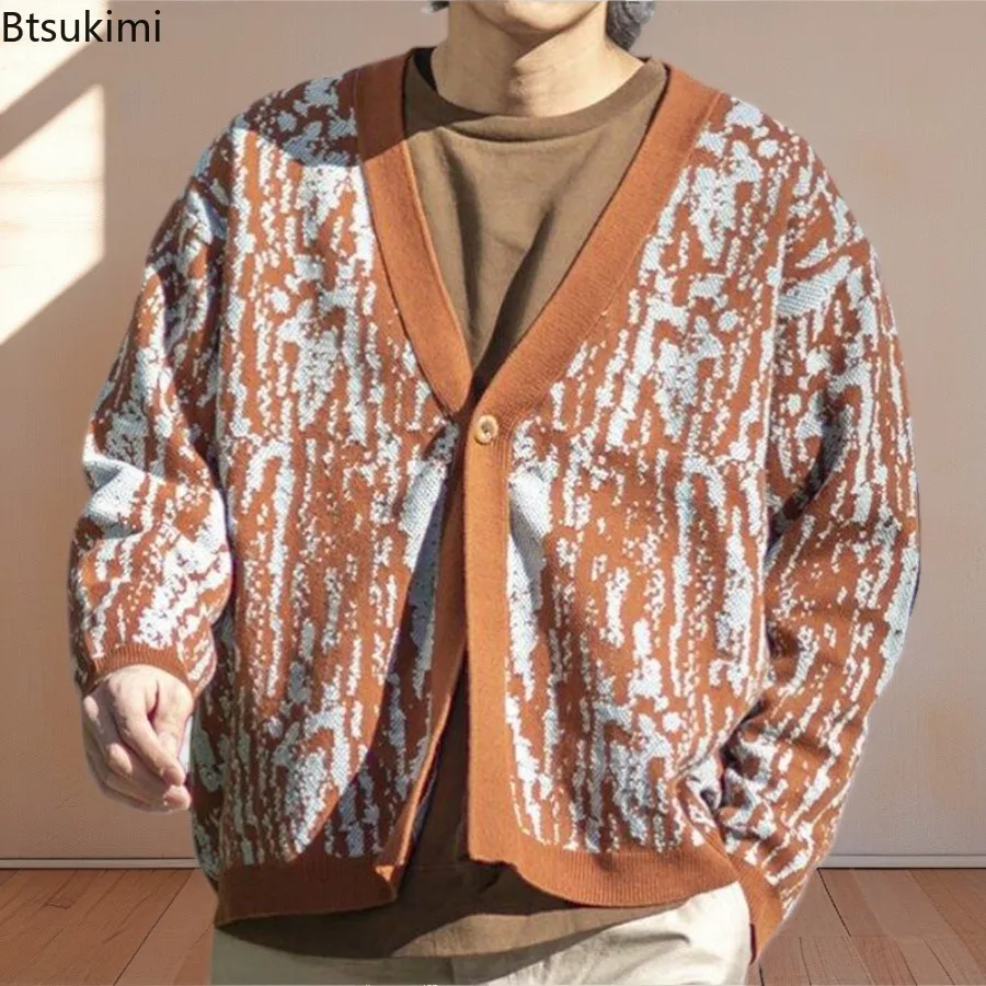 Vintage Casual Knitted Sweaters Men's High-end Jacquard Knitwear Coats 2025 Autumn Winter Fashion Button-up Lapel Cardigan Tops
Vintage Casual Knitted Sweaters Men's High-end Jacquard Knitwear Coats 2025 Autumn Winter Fashion Button-up Lapel Cardigan Tops