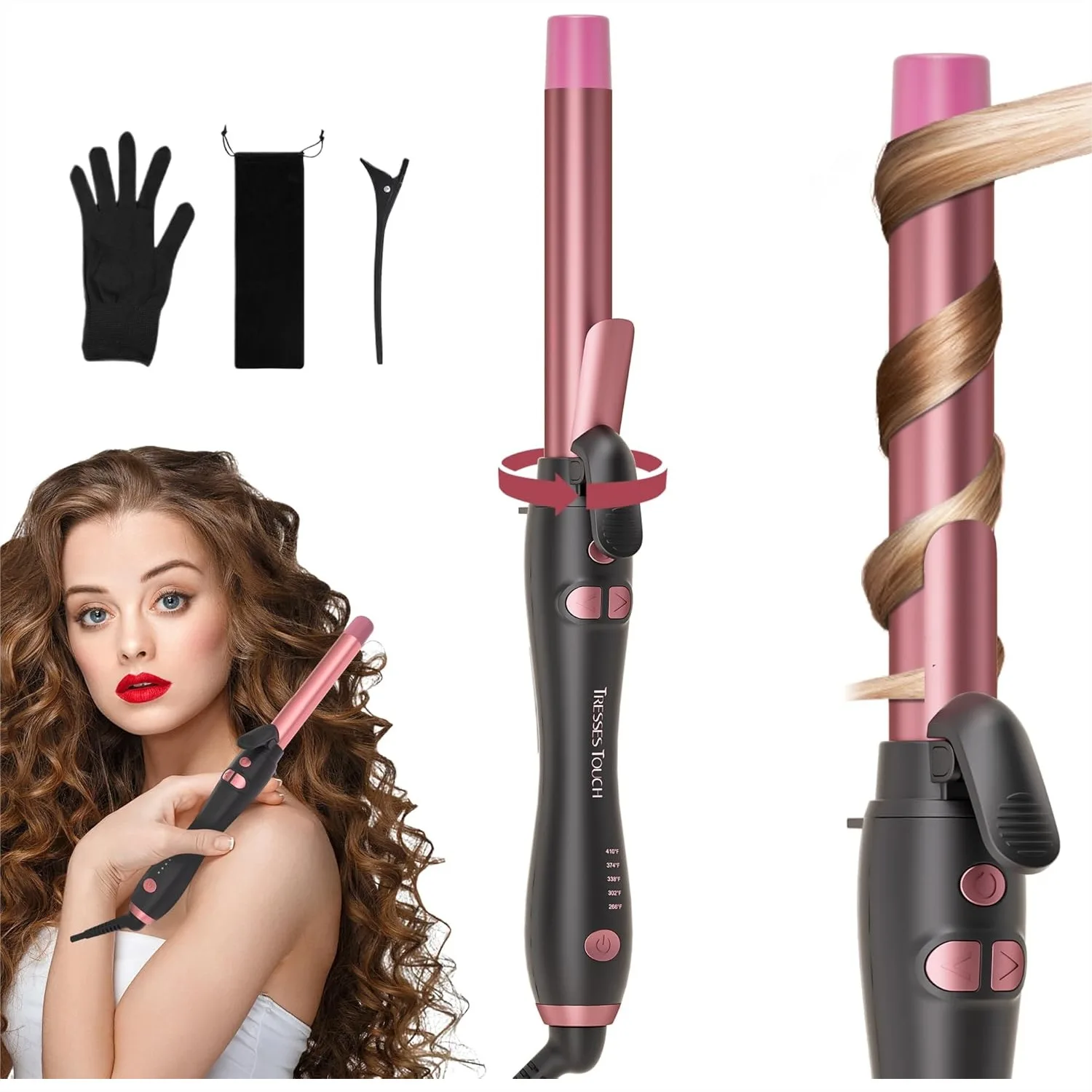 Rotating Curling Iron 1 Inch, Automatic Extra-Long Barrel with 30s Fast Heating for Long Hair, Adjustable Temperature 266-410°F,
Rotating Curling Iron 1 Inch, Automatic Extra-Long Barrel with 30s Fast Heating for Long Hair, Adjustable Temperature 266-410°F,