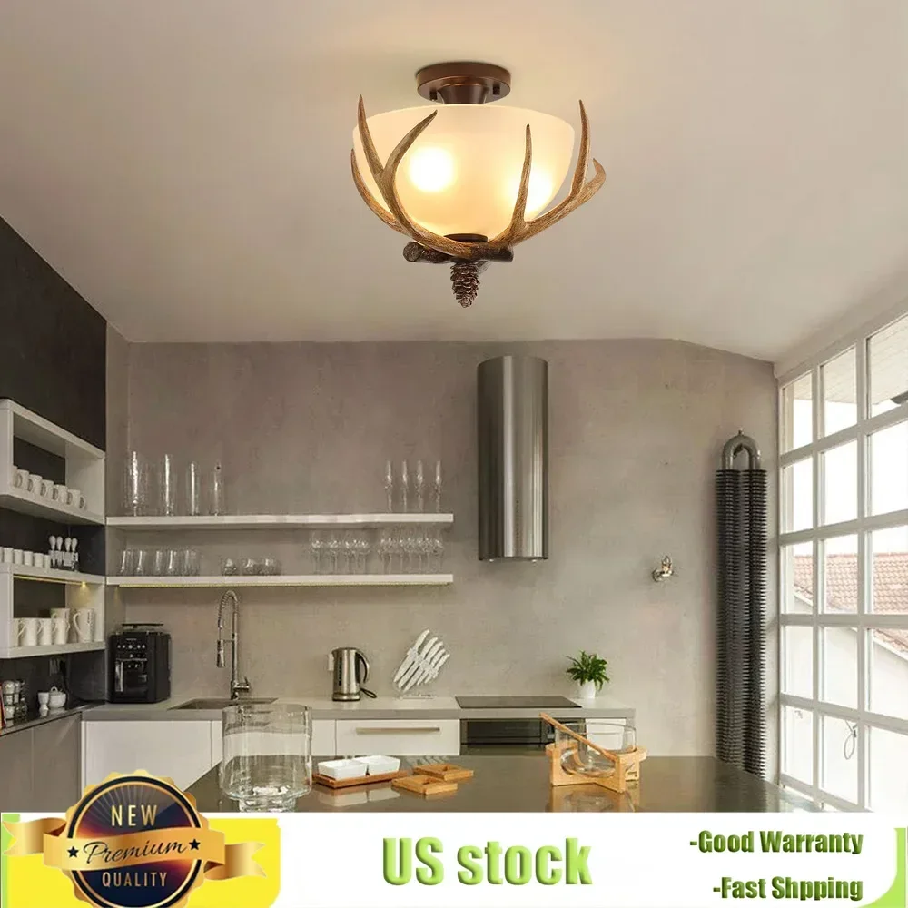 Bymaocar Antler Glass Semi Flush Mount 3-light Fixture Ceiling Lighting European Bronze Pendant Lamp Off-white Glass Lampshade
Bymaocar Antler Glass Semi Flush Mount 3-light Fixture Ceiling Lighting European Bronze Pendant Lamp Off-white Glass Lampshade