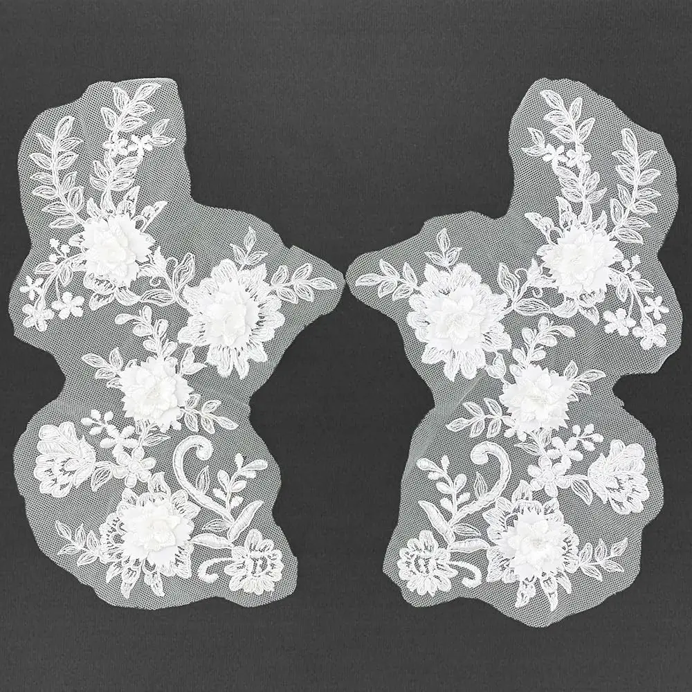 Flower Embroidered Lace Appliques 1 Pair 3D White Floral Embroidery Sew on Patches for Wedding Dress Gown Clothing Bodice Cr
Flower Embroidered Lace Appliques 1 Pair 3D White Floral Embroidery Sew on Patches for Wedding Dress Gown Clothing Bodice Cr