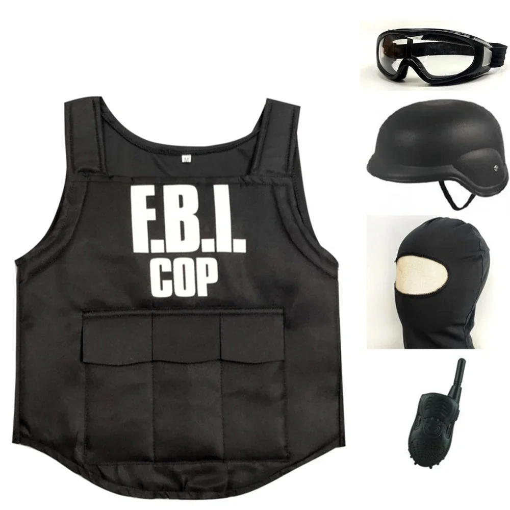 Costumes de Cosplay du FBI SWAT pour enfants, vêtements d'halloween, noël, carnaval, cadeau d'anniversaire, Mini gilet pare-ball
Costumes de Cosplay du FBI SWAT pour enfants, vêtements d'halloween, noël, carnaval, cadeau d'anniversaire, Mini gilet pare-ball