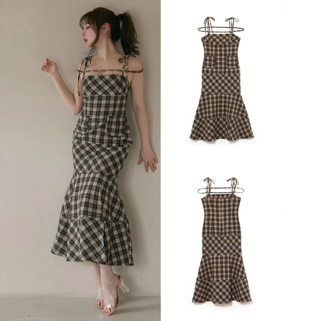 New Moda Plaid Hollow Out Robe Women Sweet Sexy Dress Slim Mermaid Bodycon Sling Dress Japan Lace Up Elegant Luxury Vestidos
New Moda Plaid Hollow Out Robe Women Sweet Sexy Dress Slim Mermaid Bodycon Sling Dress Japan Lace Up Elegant Luxury Vestidos