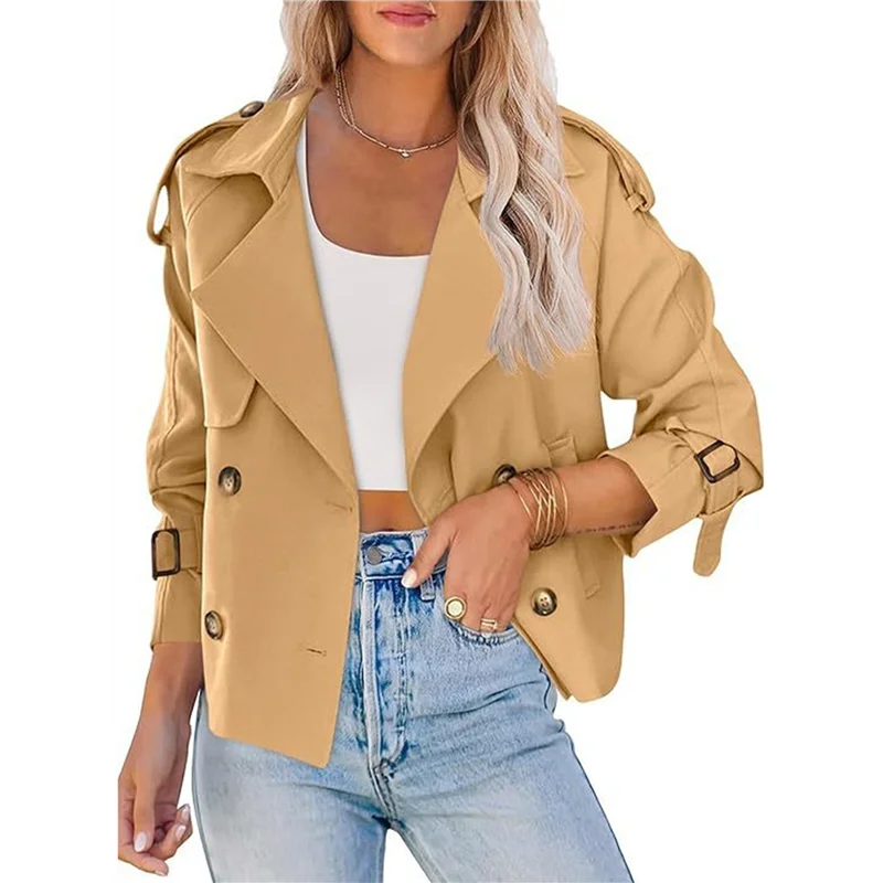 ABKS-Women Long Sleeve Double Breasted Notched Lapel Casual Loose Fit Cropped Trench Jackets With Pockets
ABKS-Women Long Sleeve Double Breasted Notched Lapel Casual Loose Fit Cropped Trench Jackets With Pockets