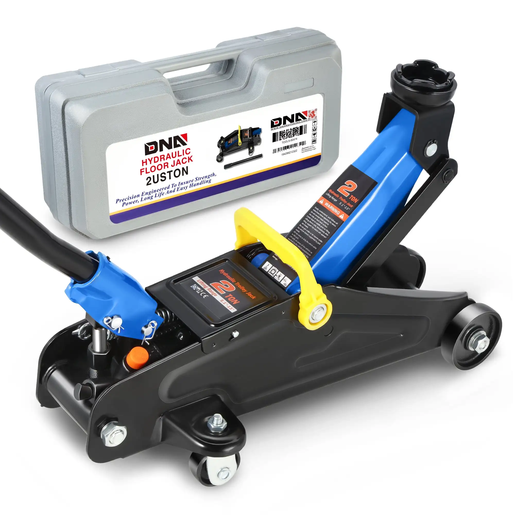 TOOLS-00474 Low Profile Hydraulic Trolley Service/Floor Jack, 2 Ton (4000 lbs) Capacity, Lifting Range 5.1"-13", Blue
TOOLS-00474 Low Profile Hydraulic Trolley Service/Floor Jack, 2 Ton (4000 lbs) Capacity, Lifting Range 5.1"-13", Blue