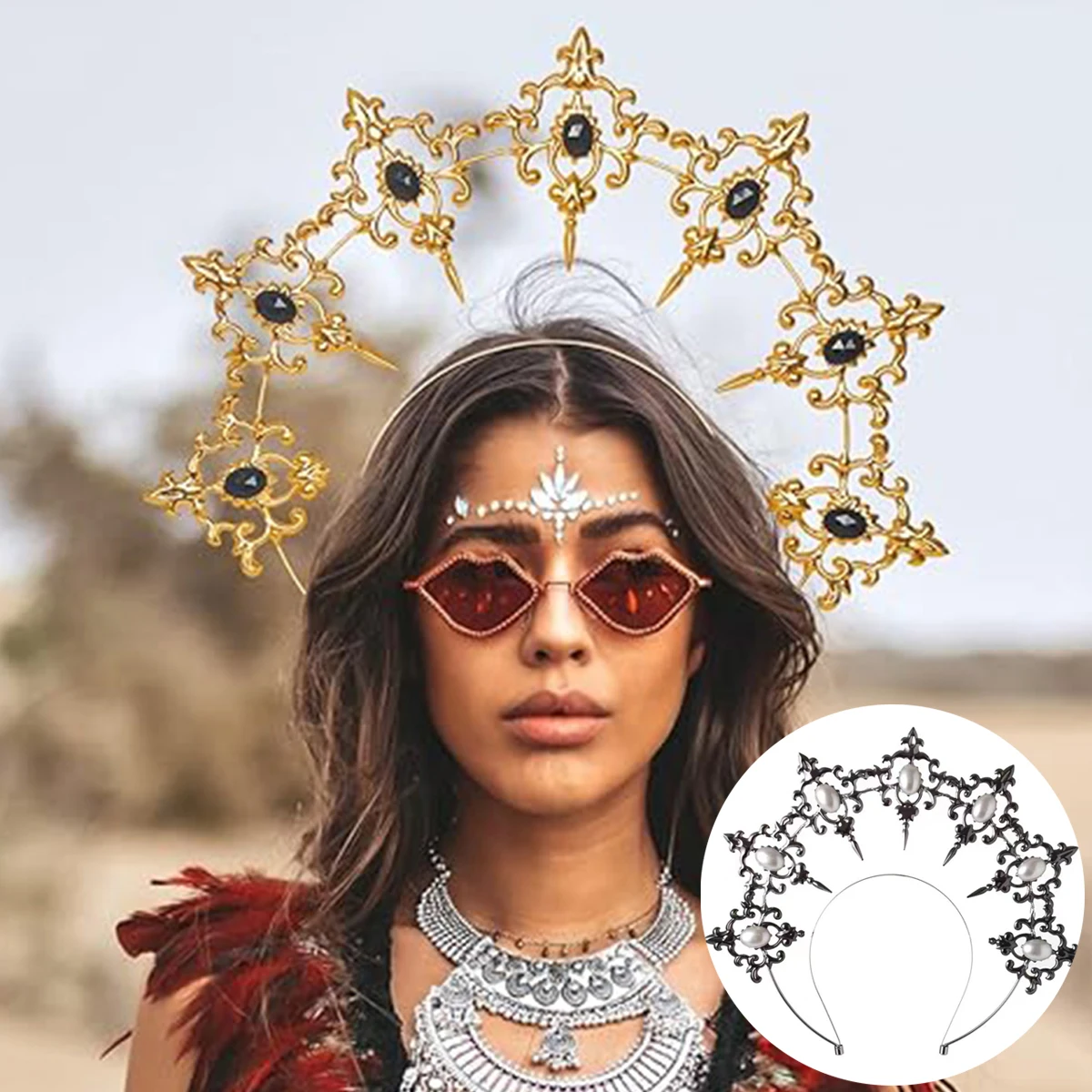 Женский головной убор Dark Sun Crown, свадебный головной убор, металлический головной убор для косплея для девочек на Хэллоуин, карнавал, искусственные волосы, реквизит, костюм, подарки
Женский головной убор Dark Sun Crown, свадебный головной убор, металлический головной убор для косплея для девочек на Хэллоуин, карнавал, искусственные волосы, реквизит, костюм, подарки