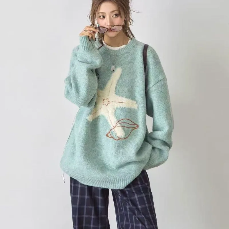 Винтажный теплый свитер с длинными рукавами и вышивкой в виде морской звезды, женский зимний свитер 2025, новый повседневный вязаный топ с круглым вырезом контрастного цвета в стиле пэчворк
Винтажный теплый свитер с длинными рукавами и вышивкой в виде морской звезды, женский зимний свитер 2025, новый повседневный вязаный топ с круглым вырезом контрастного цвета в стиле пэчворк