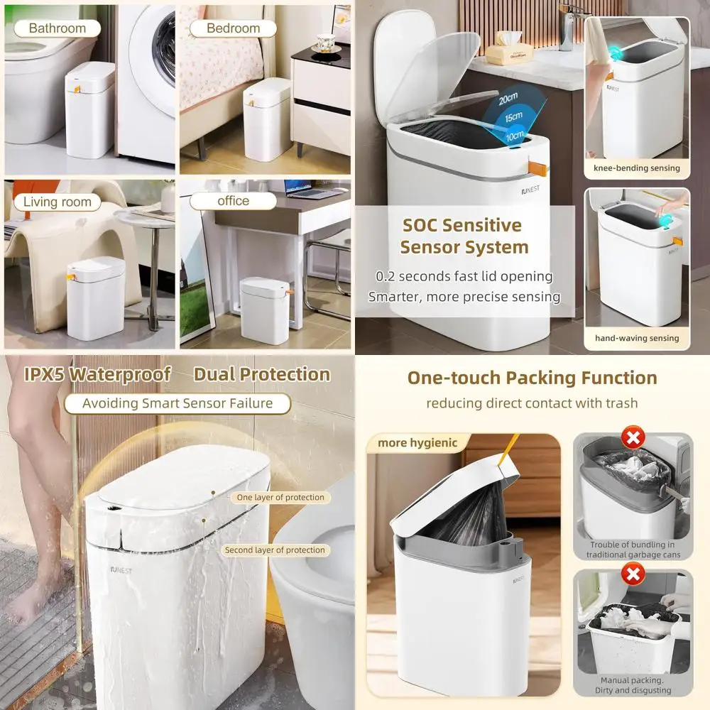 Automatic 3.5 Gallon Touchless Trash Can with Lid, Waterproof Sensor Bathroom Bin for Hygienic Waste Disposal in Home and Office
Automatic 3.5 Gallon Touchless Trash Can with Lid, Waterproof Sensor Bathroom Bin for Hygienic Waste Disposal in Home and Office
