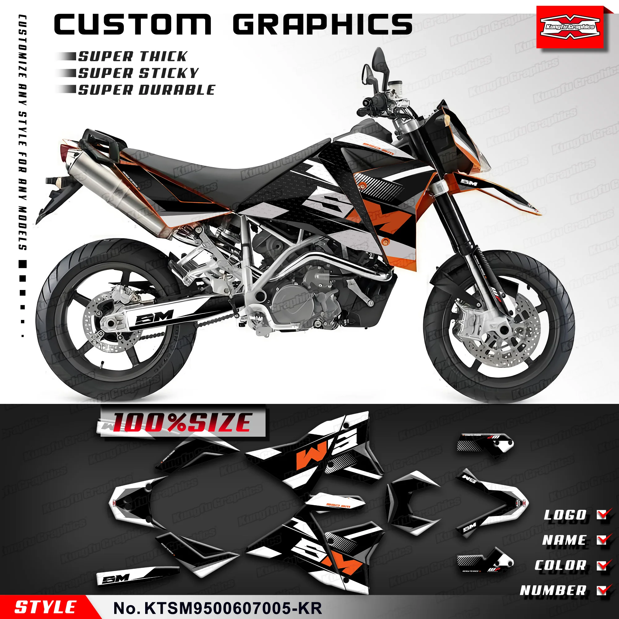 KUNGFU GRAPHICS Graphics Decal Kit Stickers Complete for KTM 950 Supermoto 950 SM 2006-2007, Protector, KTSM9500607005-KR
KUNGFU GRAPHICS Graphics Decal Kit Stickers Complete for KTM 950 Supermoto 950 SM 2006-2007, Protector, KTSM9500607005-KR