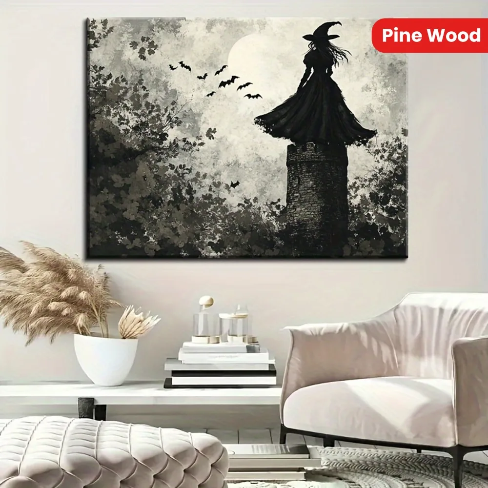1.5 inch solid wood frame with witch silhouette and bat wall decoration, pine frame horror theme decoration,for living room
1.5 inch solid wood frame with witch silhouette and bat wall decoration, pine frame horror theme decoration,for living room