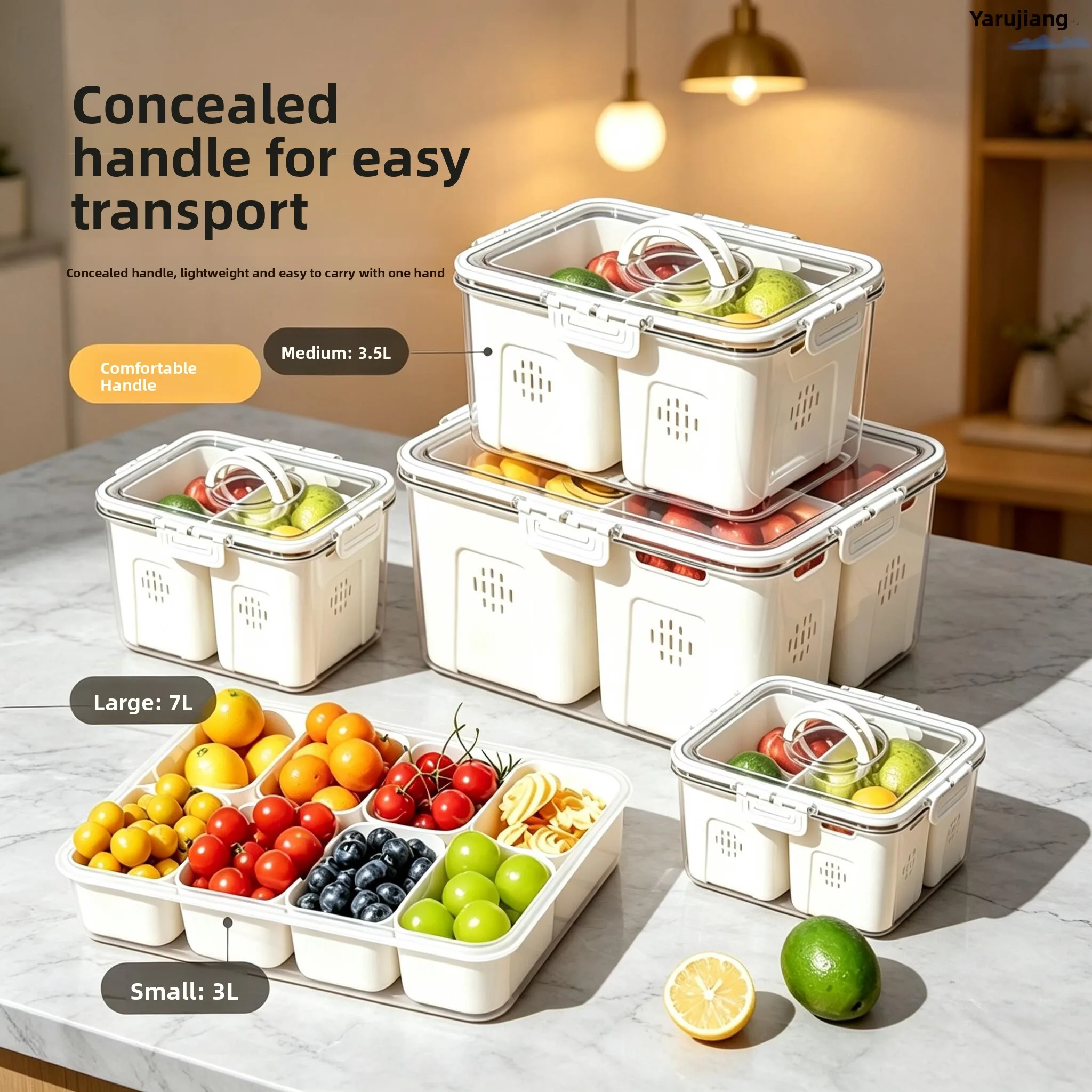 Food Grade Fridge Freshness Storage Box with Drain Basket Sealed Box Kitchen Food Ingredients Organizer by Ayrjiang Pure Colo...
Food Grade Fridge Freshness Storage Box with Drain Basket Sealed Box Kitchen Food Ingredients Organizer by Ayrjiang Pure Colo...