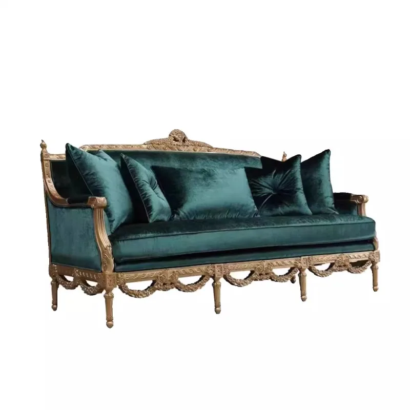 Three-person sofa European luxury court villa golden living room combination sofa
Three-person sofa European luxury court villa golden living room combination sofa