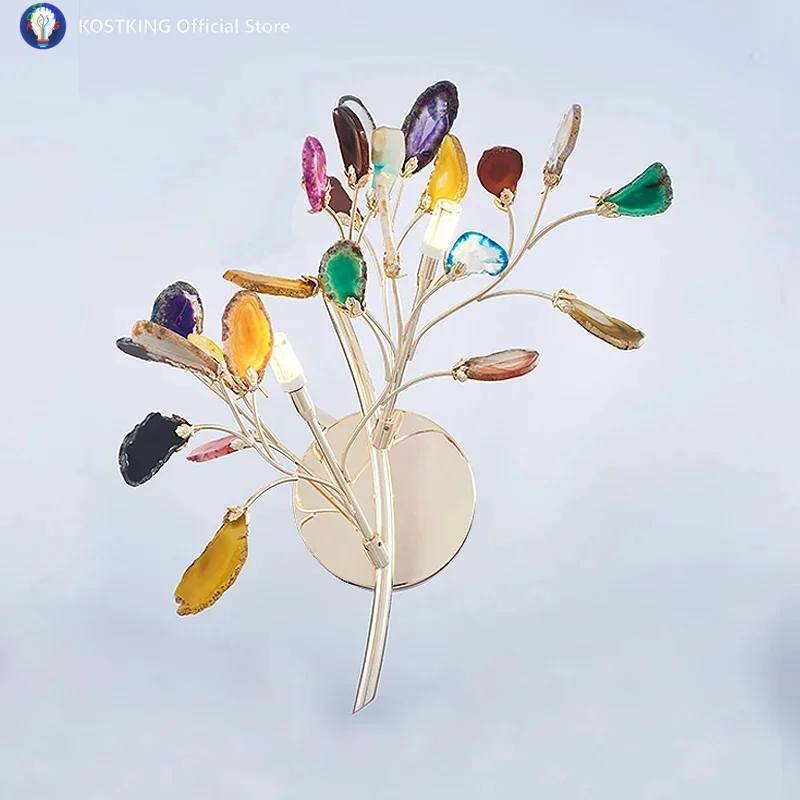 Modern Designer Colorful G4 Bulb Sconce Natural Agate Living Room Bedroom Wall Lamp Home Decor Lighting 110-240V High-End
Modern Designer Colorful G4 Bulb Sconce Natural Agate Living Room Bedroom Wall Lamp Home Decor Lighting 110-240V High-End