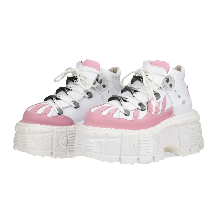 Кроссовки на толстой подошве в готическом стиле на платформе в стиле панк-рок, разноцветные модные элегантные лаконичные туфли, новые популярные девушки розового цвета 
Кроссовки на толстой подошве в готическом стиле на платформе в стиле панк-рок, разноцветные модные элегантные лаконичные туфли, новые популярные девушки розового цвета