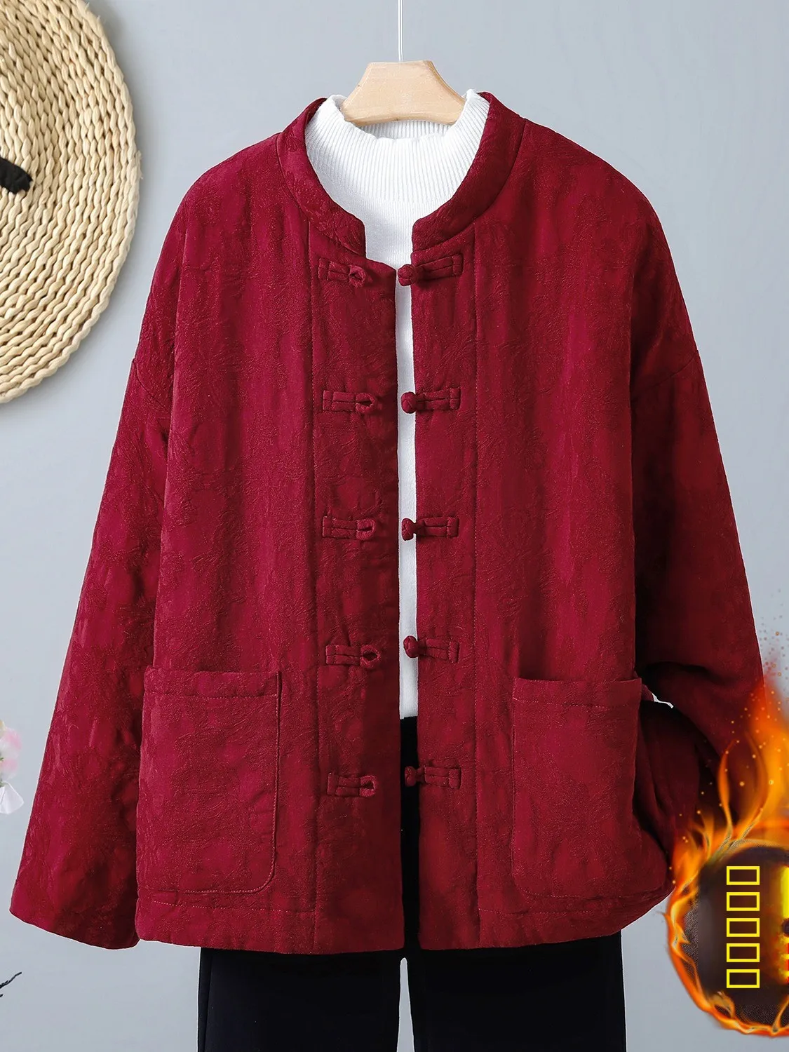 Red Embroidered Cotton Jaet Women's Winter Thiened Large Size Mom Cotton Clothes Floral Pattern Button up Long Sve Coat
Red Embroidered Cotton Jaet Women's Winter Thiened Large Size Mom Cotton Clothes Floral Pattern Button up Long Sve Coat
