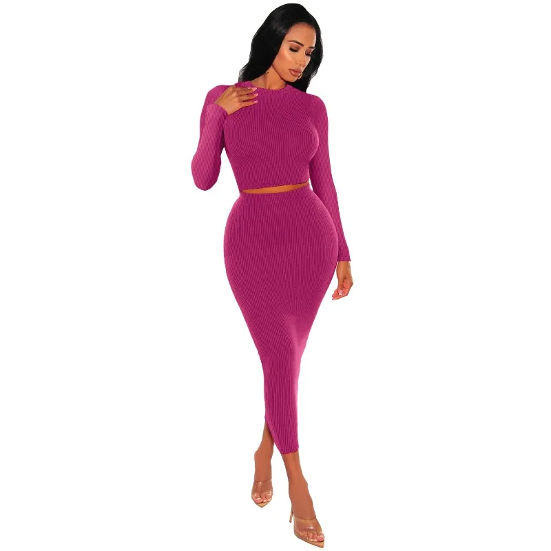 Ribbed Women Two Piece Set Solid O-Neck Long Sleeve Crop Tops High Waist Stretch Bodycon Maxi Skirts Fashion Casual Streetwear
Ribbed Women Two Piece Set Solid O-Neck Long Sleeve Crop Tops High Waist Stretch Bodycon Maxi Skirts Fashion Casual Streetwear