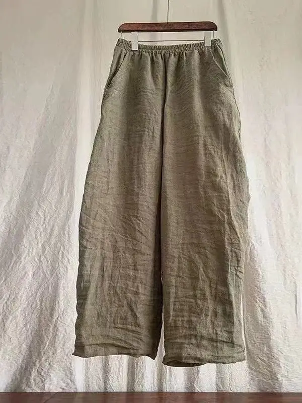 Retro Chinese Style Zen Cotton Linen Wide Leg Pants Women Summer Thin Elastic Waist Slimming Drapey Nine Points Casual Pants
Retro Chinese Style Zen Cotton Linen Wide Leg Pants Women Summer Thin Elastic Waist Slimming Drapey Nine Points Casual Pants