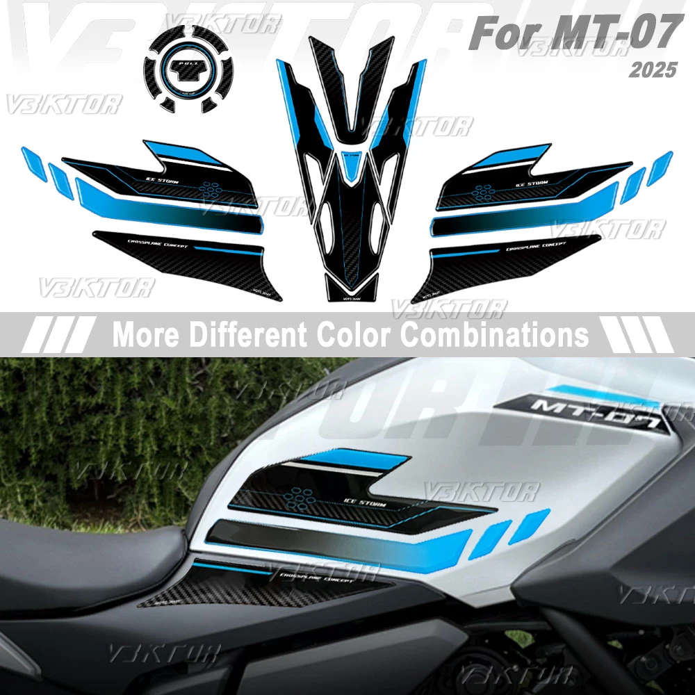 For MT 07 MT07 MT-07 2025 3D Resin Tank Pad Sticker Motorcycle Fuel Tank Protection Decal Ice Storm 
For MT 07 MT07 MT-07 2025 3D Resin Tank Pad Sticker Motorcycle Fuel Tank Protection Decal Ice Storm