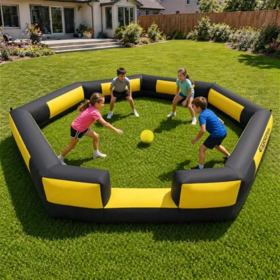 Inflatable 7-Sided Arena with Built-in Blower, Heptagon Design for Backyard, Park Family Games, Durable PVC, Blue/Gray, Quick S
Inflatable 7-Sided Arena with Built-in Blower, Heptagon Design for Backyard, Park Family Games, Durable PVC, Blue/Gray, Quick S